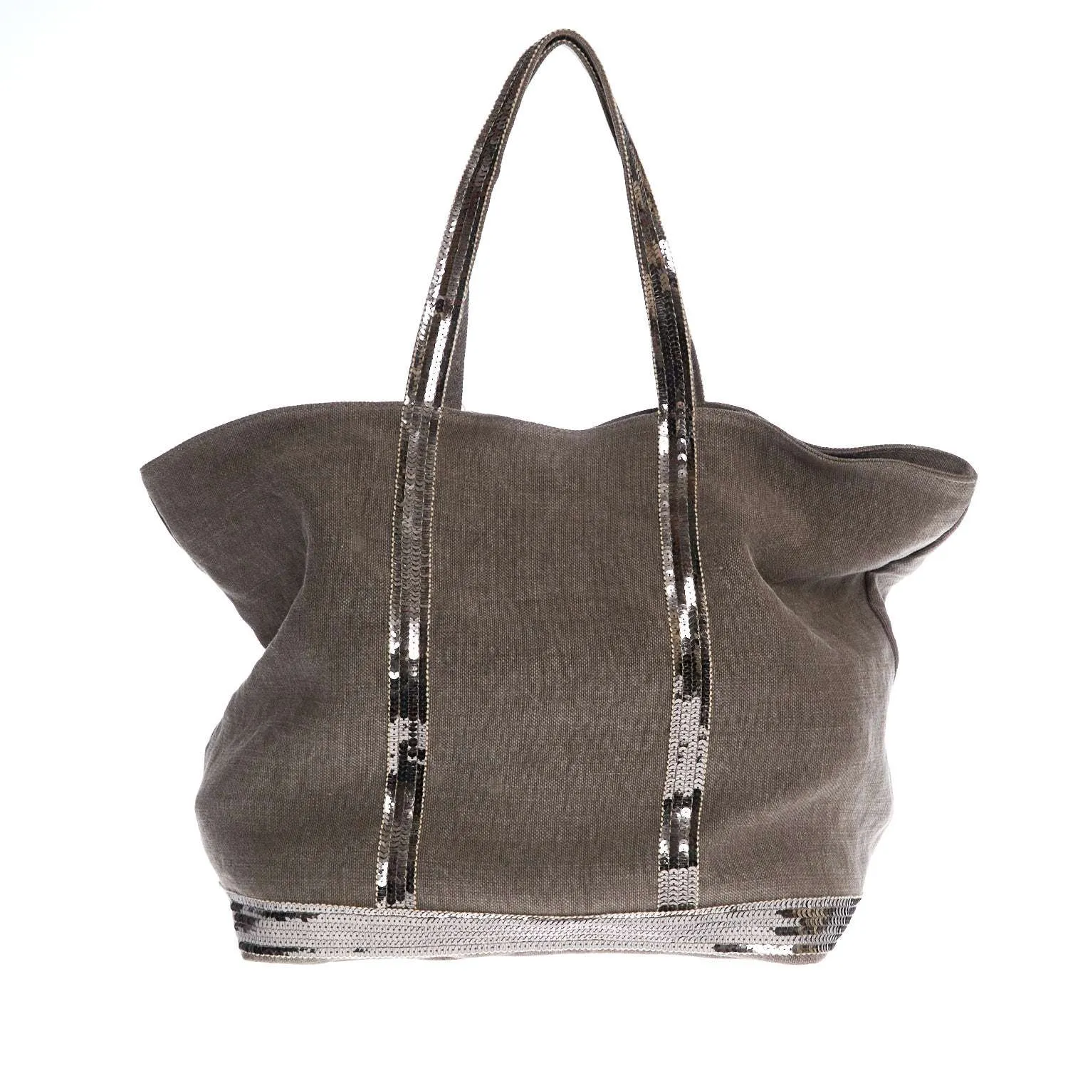 Borsa Shopping Cabas Large In Lino E Paillettes