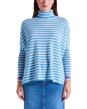 Maglione cashmere righe azzurro