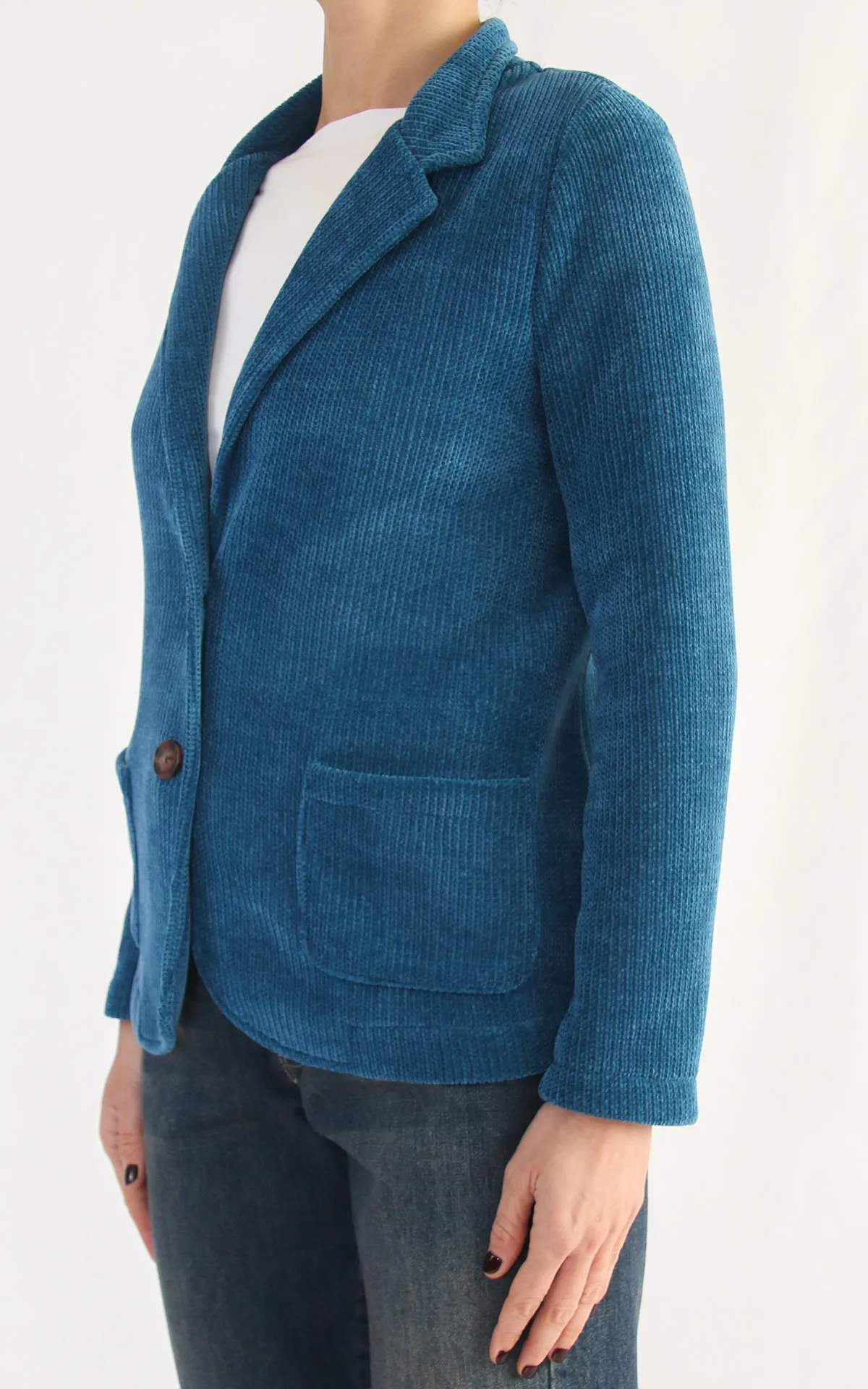 Off-On – blazer velluto – ottanio