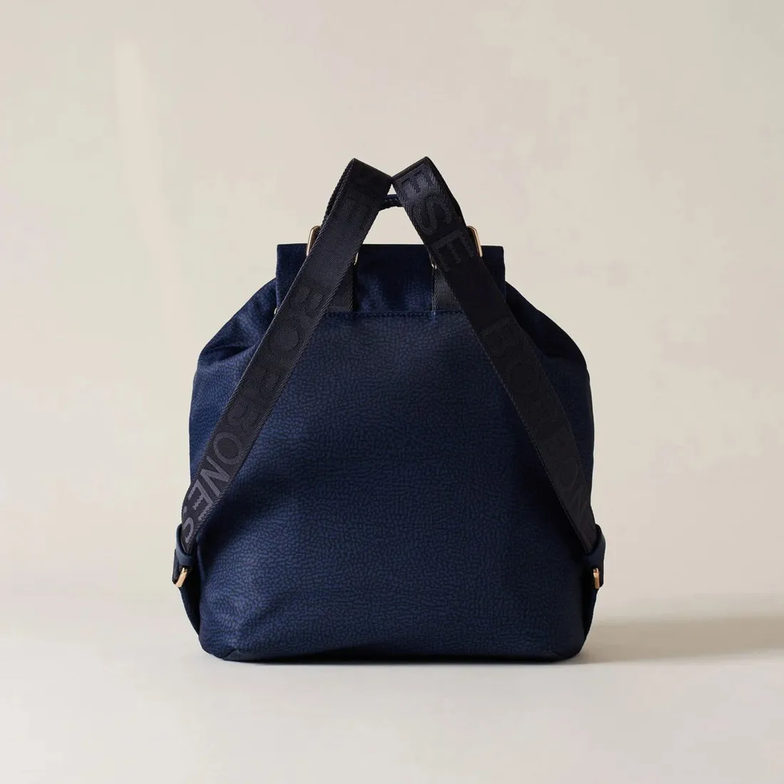 Zaino Borbonese Eco Line Medium in nylon OP riciclato e pelle blu